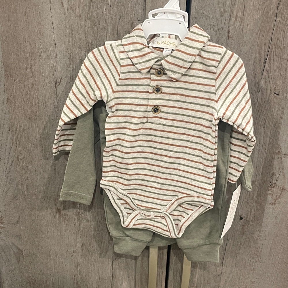 Rachel Zoe Green and Striped Baby Outfit Set